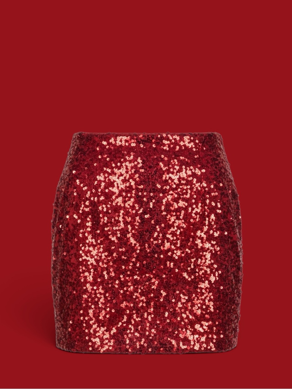 Red Sparkly Sequin Mini Pencil Skirt Women’s Size Medium